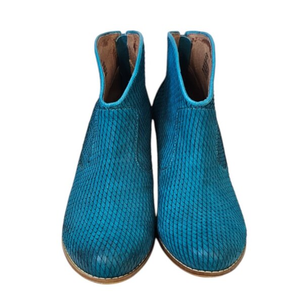 Miz Mooz Womens Nomad Turquoise Blue Leather Heeled Ankle Boots, Western, Sz 9.5 - Picture 7 of 9
